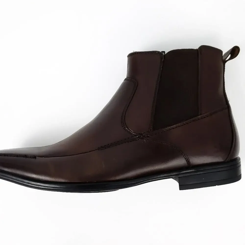 Stacy Adams Leather Boots Dark Brown 7.5 Chukka Side Zip Men Shoes Career Casual